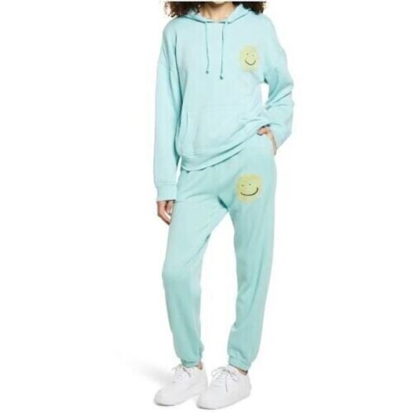 BP Gender Inclusive Graphic Hoodie In Teal Angle Painted Smiley Small MSRP $49 - Picture 5 of 9